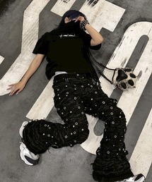 UNIZ（ユニズ）の「【UNIZ】Chainwrape Pants / 【ユニズ】アイレットチェーンデニムフレアパンツ（デニムパンツ）」