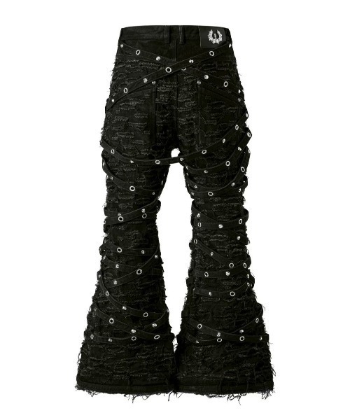 UNIZ（ユニズ）の「【UNIZ】Chainwrape Pants / 【ユニズ】アイレットチェーンデニムフレアパンツ（デニムパンツ・メンズ・ブラック・00/01）」の10枚目の写真