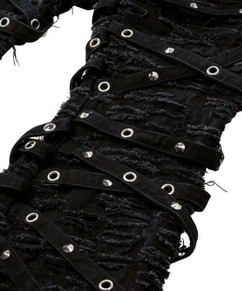 UNIZ（ユニズ）の「【UNIZ】Chainwrape Pants / 【ユニズ】アイレットチェーンデニムフレアパンツ（デニムパンツ・メンズ・ブラック・00/01）」の12枚目の写真