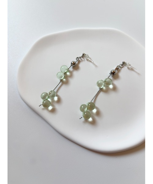 tone（トーン）の「【TOMEI LAB】クリア ドロップ チェーン ピアス(MA)（ピアス（両耳用）・レディース・グリーン系その他・FREE）」の2枚目の写真