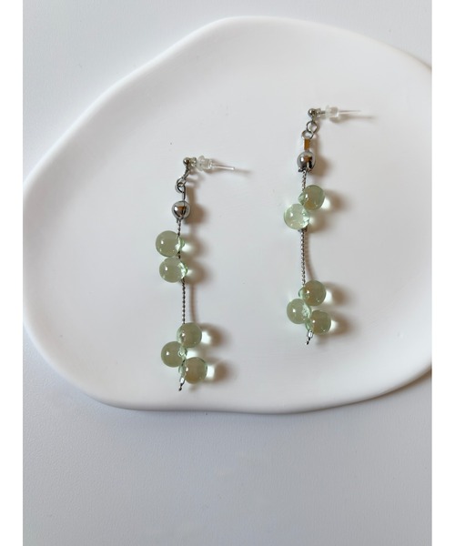 tone（トーン）の「【TOMEI LAB】クリア ドロップ チェーン ピアス(MA)（ピアス（両耳用）・レディース・グリーン系その他・FREE）」の5枚目の写真