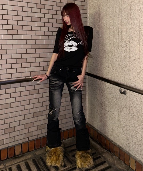MUCENT(ムセント)の「A'GEM/9 × .kom 『MUCENT/ムセント』 ARDEN WASHING BOOTS CUT CARGO DENIM PANTS/ウォッシングブーツカットカーゴデニムパンツ(デニムパンツ・レディース・ブラック・S/M)」の17枚目の写真