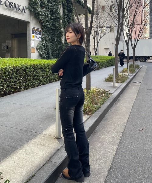MUCENT(ムセント)の「A'GEM/9 × .kom 『MUCENT/ムセント』 ARDEN WASHING BOOTS CUT CARGO DENIM PANTS/ウォッシングブーツカットカーゴデニムパンツ(デニムパンツ・レディース・ブラック・S/M)」の20枚目の写真