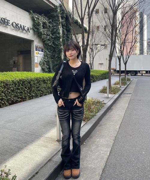MUCENT(ムセント)の「A'GEM/9 × .kom 『MUCENT/ムセント』 ARDEN WASHING BOOTS CUT CARGO DENIM PANTS/ウォッシングブーツカットカーゴデニムパンツ(デニムパンツ・レディース・ブラック・S/M)」の19枚目の写真