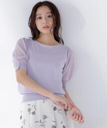 NATURAL BEAUTY BASIC | ◇透かし編みスリーブニット(ニット/セーター)