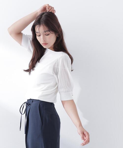 NATURAL BEAUTY BASIC(ナチュラルビューティーベーシック)の「◇透かし編みスリーブニット(ニット/セーター・レディース・ライトグリーン/オフホワイト/ネイビー/ラベンダー・FREE)」の13枚目の写真