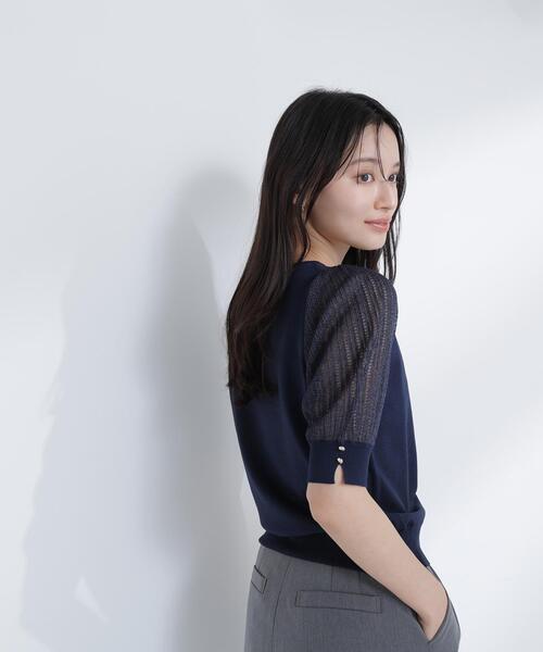 NATURAL BEAUTY BASIC(ナチュラルビューティーベーシック)の「◇透かし編みスリーブニット(ニット/セーター・レディース・ライトグリーン/オフホワイト/ネイビー/ラベンダー・FREE)」の17枚目の写真