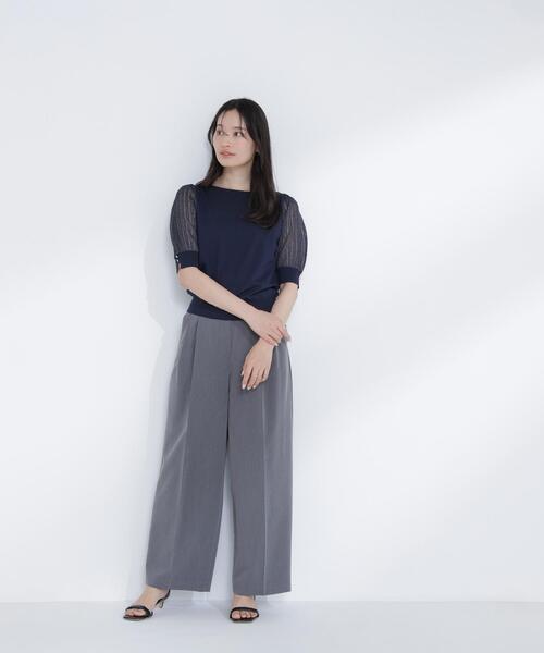 NATURAL BEAUTY BASIC(ナチュラルビューティーベーシック)の「◇透かし編みスリーブニット(ニット/セーター・レディース・ライトグリーン/オフホワイト/ネイビー/ラベンダー・FREE)」の18枚目の写真