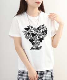 EGLANTINE ビジューハートモチーフ半袖カットソー ラインストーン