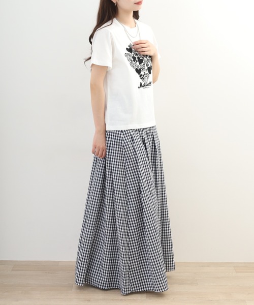 EGLANTINE(エグランティーヌ)の「EGLANTINE ビジューハートモチーフ半袖カットソー ラインストーン(Tシャツ/カットソー・レディース・ブラック/オフホワイト/キャメル・38)」の10枚目の写真