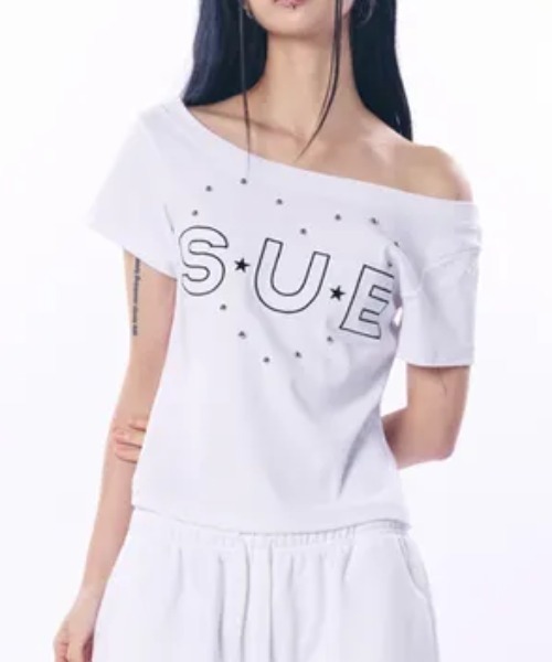 Ada.（エイダ）の「◇SETUPEXE◇ブランド直輸入正規品/スー ワイド ネック トップ SUE WIDE NECK TOP（Tシャツ/カットソー・レディース・ホワイト/ブラック・FREE）」の2枚目の写真