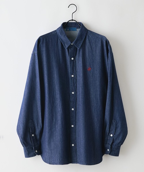 BEVERLY HILLS POLO CLUB(ビバリーヒルズポロクラブ)の「【BEVERLY HILLS POLO CLUB/ビバリーヒルズポロクラブ】【選べる2シルエット】オックスワイドシャツ(クロップド丈 or ビッグシルエット)ポニー刺繍(シャツ/ブラウス・レディース・イエロー/オレンジ/ブルー/サックスブルー/クリアブルー/ネイビー・SMALL/MEDIUM)」の7枚目の写真