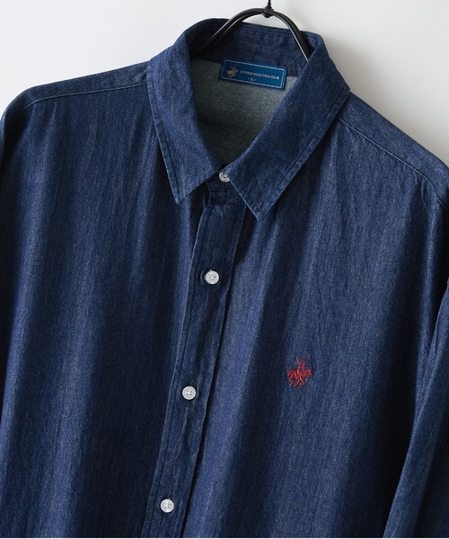 BEVERLY HILLS POLO CLUB(ビバリーヒルズポロクラブ)の「【BEVERLY HILLS POLO CLUB/ビバリーヒルズポロクラブ】【選べる2シルエット】オックスワイドシャツ(クロップド丈 or ビッグシルエット)ポニー刺繍(シャツ/ブラウス・レディース・イエロー/オレンジ/ブルー/サックスブルー/クリアブルー/ネイビー・SMALL/MEDIUM)」の8枚目の写真