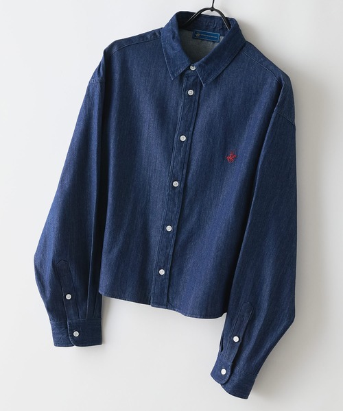 BEVERLY HILLS POLO CLUB(ビバリーヒルズポロクラブ)の「【BEVERLY HILLS POLO CLUB/ビバリーヒルズポロクラブ】【選べる2シルエット】オックスワイドシャツ(クロップド丈 or ビッグシルエット)ポニー刺繍(シャツ/ブラウス・レディース・イエロー/オレンジ/ブルー/サックスブルー/クリアブルー/ネイビー・SMALL/MEDIUM)」の10枚目の写真
