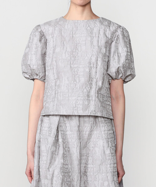 Bshop（ビショップ）の「eunoia | ジャガード パフスリーブブラウス WOMEN（シャツ/ブラウス・レディース・グレー/ブラック・ONE）」の9枚目の写真