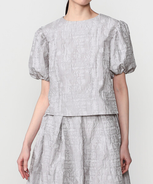 Bshop（ビショップ）の「eunoia | ジャガード パフスリーブブラウス WOMEN（シャツ/ブラウス・レディース・グレー/ブラック・ONE）」の12枚目の写真