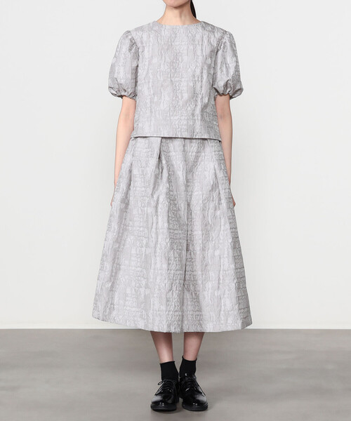 Bshop（ビショップ）の「eunoia | ジャガード パフスリーブブラウス WOMEN（シャツ/ブラウス・レディース・グレー/ブラック・ONE）」の13枚目の写真