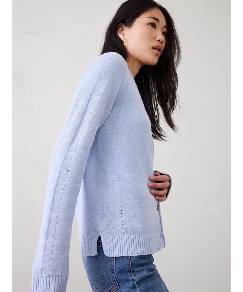 BANANA REPUBLIC FACTORY STORE(バナナリパブリック ファクトリーストア)の「BANANA REPUBLIC FACTORY STORE ラミーコットン Vネック カーディガン(カーディガン/ボレロ・レディース・ブラウン/ライトブルー/ベージュ/ネイビー・XS/L/S/M)」の12枚目の写真