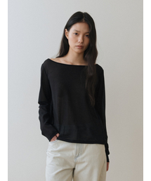 WIDE NECK SHEER T-SHIRT BLACK