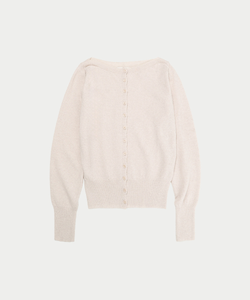 YEARNING(イヤニング)の「ESSENTIAL MERINO WOOL BOAT NECK CARDIGAN, ECRU(カーディガン/ボレロ・レディース・その他・FREE)」の2枚目の写真