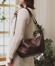 MILK WAVE（ミルクウェーブ）の「アンダーラインレザーホボクロスバッグ[ブラウン]（メッセンジャーバッグ）」