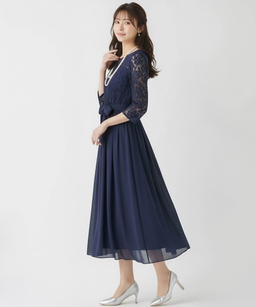Cinderella(シンデレラ)の「パーティードレス ワンピース ドレス ロングドレス レディース 結婚式 披露宴 お呼ばれ オケージョンドレス フォーマル ロングワンピース マキシ丈 発表会 同窓会 二次会 レース 花柄 シフォン きれいめ 上品 おしゃれ かわいい 謝恩会 食事会 長袖 春 夏 秋 冬 20代 30代 40代 50代 大きいサイズ ゆったり(ドレス・レディース・ブルー/ネイビー/ブラック/ダークグレー/ダークブラウン・X-LARGE/FREE/XX-LARGE/LARGE/SMALL)」の17枚目の写真