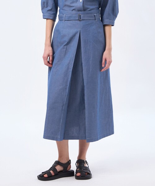 MACKINTOSH PHILOSOPHY（ﾏｯｷﾝﾄｯｼｭ ﾌｨﾛｿﾌｨｰ）の「ハケメコットンリネンスカート（スカート・レディース・ダークネイビー/ブルー系その他2・36/38）」の2枚目の写真