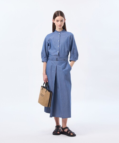 MACKINTOSH PHILOSOPHY（ﾏｯｷﾝﾄｯｼｭ ﾌｨﾛｿﾌｨｰ）の「ハケメコットンリネンスカート（スカート・レディース・ダークネイビー/ブルー系その他2・36/38）」の3枚目の写真