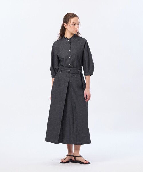 MACKINTOSH PHILOSOPHY（ﾏｯｷﾝﾄｯｼｭ ﾌｨﾛｿﾌｨｰ）の「ハケメコットンリネンスカート（スカート・レディース・ダークネイビー/ブルー系その他2・36/38）」の5枚目の写真