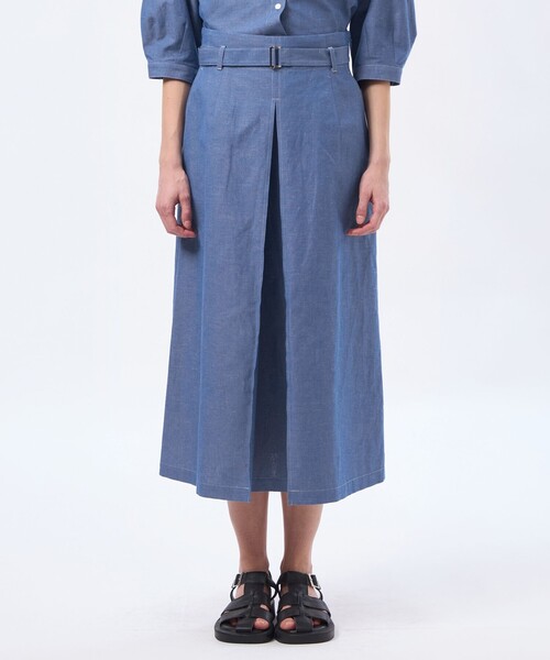 MACKINTOSH PHILOSOPHY（ﾏｯｷﾝﾄｯｼｭ ﾌｨﾛｿﾌｨｰ）の「ハケメコットンリネンスカート（スカート・レディース・ダークネイビー/ブルー系その他2・36/38）」の6枚目の写真