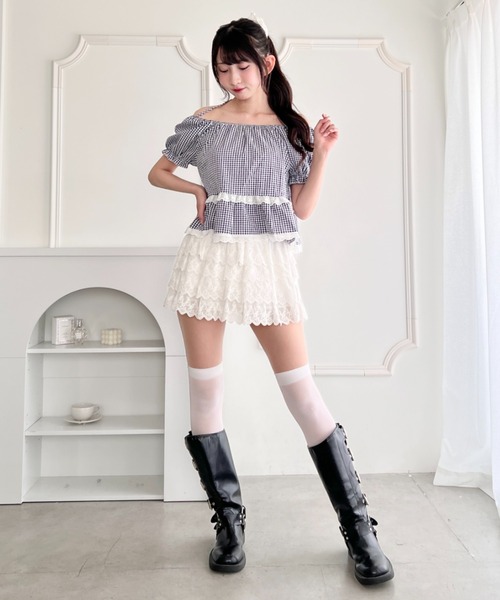 Loueme(ルエム)の「ギンガムチェックレースブラウス(シャツ/ブラウス・レディース・ライトブルー/ブラック/レッド・FREE)」の17枚目の写真