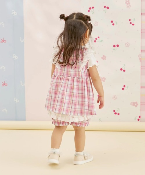 KP（ケーピー）の「先染チェック×ドビーチェリードットプリント 上下セット（Tシャツ/カットソー・キッズ・ピンク/ラベンダー・90cm/80ｃｍ）」の17枚目の写真