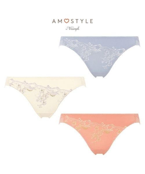 AMOSTYLE BY Triumph(アモスタイルバイトリンプ)の「レギュラーショーツ ヴィーナスエア AMST1543 Mini JX(ショーツ・レディース・ブルー/ホワイト/コーラルピンク・L/M)」の4枚目の写真