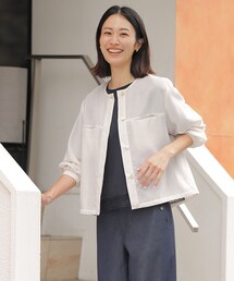 【季節の変わり目に】リネンシアースラブ ノーカラー ブルゾン
