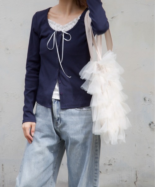 Nia(ニア)の「Nia(ニア)/チュールデザイントートバッグ(トートバッグ・レディース・ライトピンク/ブラック/ライトイエロー/ブルー・FREE)」の19枚目の写真