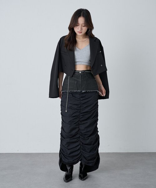 mline（エムライン）の「[mline]レイヤードスカート（スカート・レディース・ブラック・1/2）」の5枚目の写真