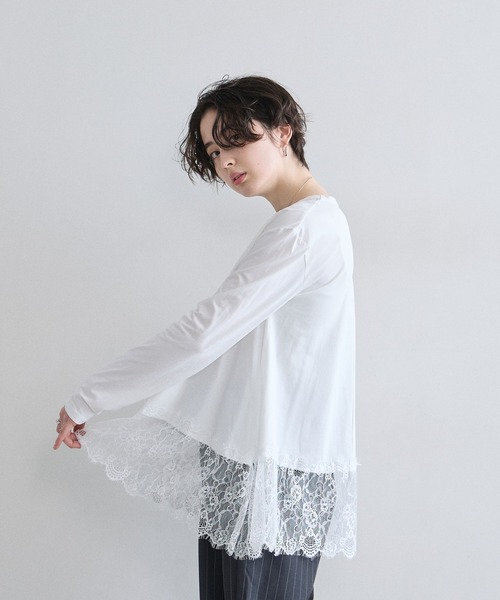 裾レース長袖Tシャツ（Tシャツ/カットソー）｜&. NOSTALGIA（アンド