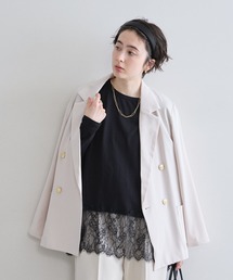 裾レース長袖Tシャツ