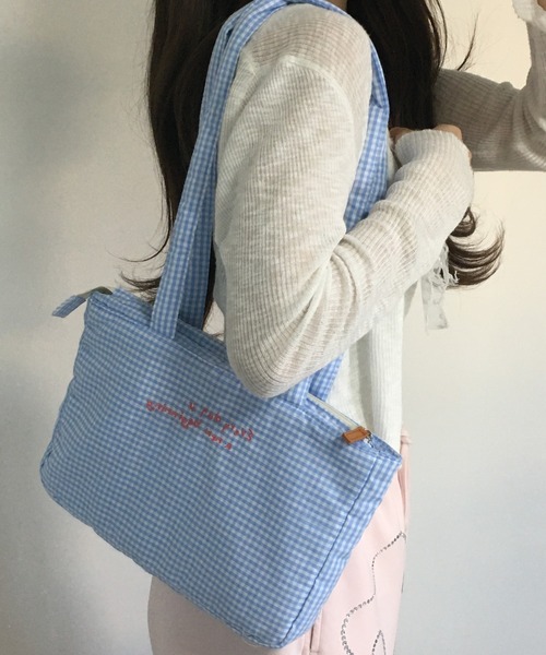 FUNALIVE(ファンアライブ)の「AVVENTURA ワイドトートバッグ レディース チェック(トートバッグ・レディース・ブルー/ライトグレー/レッド・FREE)」の10枚目の写真