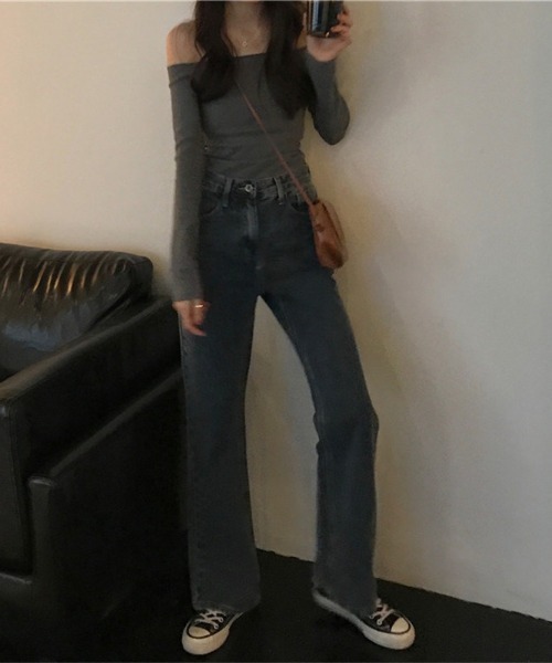 Emilie（エミリー）の「オフショルライトロンT（Tシャツ/カットソー・レディース・チャコールグレー/ブラック・M）」の20枚目の写真