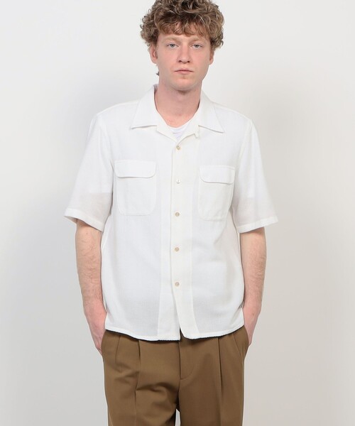 TOMORROWLAND (トゥモローランド)の「【別注】Salvatore Piccolo BRYAN コットンメッシュ ダブルポケットオープンカラー ハーフスリーブシャツ(シャツ/ブラウス・メンズ・ホワイト・L/S/M)」の3枚目の写真