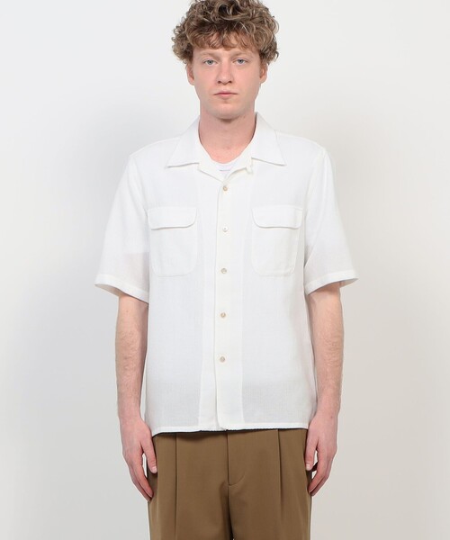 TOMORROWLAND (トゥモローランド)の「【別注】Salvatore Piccolo BRYAN コットンメッシュ ダブルポケットオープンカラー ハーフスリーブシャツ(シャツ/ブラウス・メンズ・ホワイト・L/S/M)」の4枚目の写真