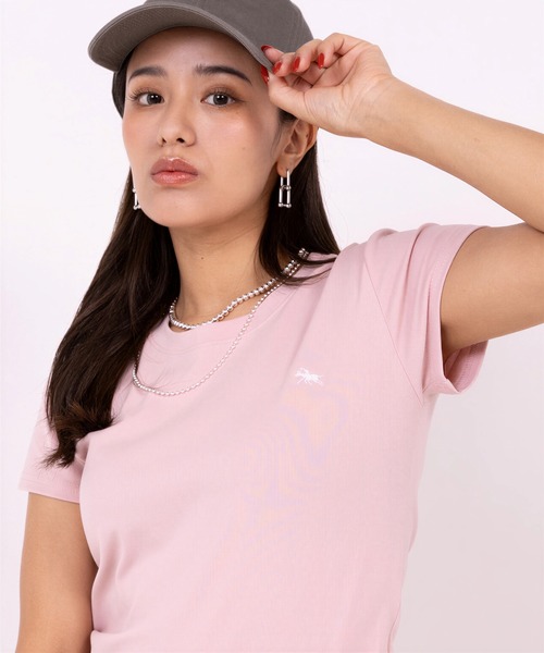 POLOCHAMPS（ポロチャンプス）の「【POLOCHAMPS】ポロチャンプス/カラー刺繍Tシャツ（Tシャツ/カットソー・レディース・ホワイト/ライトグレー/ワインレッド/ピンク/ダークグレー/ベージュ/ネイビー/パープル/アイボリー/ブラック/サックスブルー・FREE）」の10枚目の写真