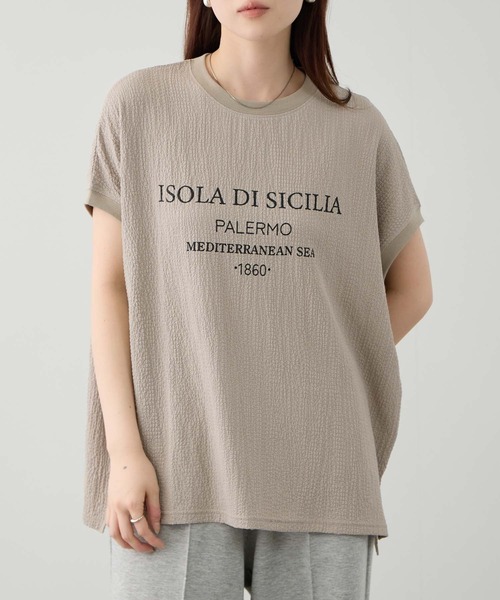 NAVY（ネイビー）の「【SARARI /サラリ】DRY UVカット ロゴプリント フレンチスリーブ プルオーバー（Tシャツ/カットソー・レディース・ブラック/オフホワイト/ベージュ・M/L）」の3枚目の写真