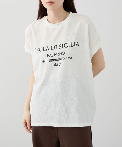 NAVY（ネイビー）の「【SARARI /サラリ】DRY UVカット ロゴプリント フレンチスリーブ プルオーバー（Tシャツ/カットソー・レディース・ブラック/オフホワイト/ベージュ・M/L）」の20枚目の写真