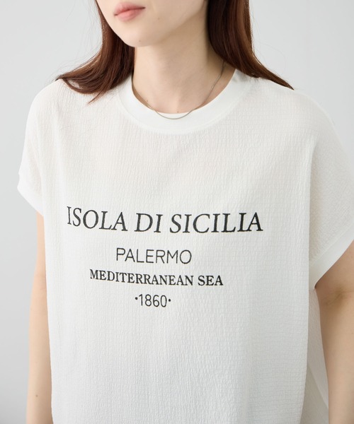 NAVY（ネイビー）の「【SARARI /サラリ】DRY UVカット ロゴプリント フレンチスリーブ プルオーバー（Tシャツ/カットソー・レディース・ブラック/オフホワイト/ベージュ・M/L）」の21枚目の写真