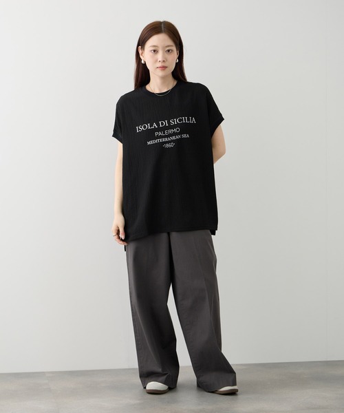 NAVY（ネイビー）の「【SARARI /サラリ】DRY UVカット ロゴプリント フレンチスリーブ プルオーバー（Tシャツ/カットソー・レディース・ブラック/オフホワイト/ベージュ・M/L）」の8枚目の写真