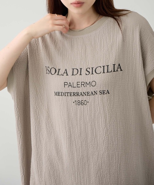 NAVY（ネイビー）の「【SARARI /サラリ】DRY UVカット ロゴプリント フレンチスリーブ プルオーバー（Tシャツ/カットソー・レディース・ブラック/オフホワイト/ベージュ・M/L）」の9枚目の写真