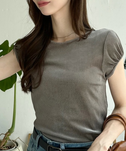 Ada.（エイダ）の「ベロア パフスリーブ カットソー（Tシャツ/カットソー・レディース・オフホワイト/ブラウン/グレー/ブラック・FREE）」の19枚目の写真