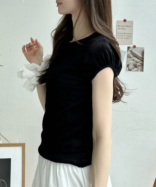 Ada.（エイダ）の「ベロア パフスリーブ カットソー（Tシャツ/カットソー・レディース・オフホワイト/ブラウン/グレー/ブラック・FREE）」の14枚目の写真